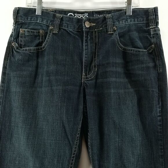 Warehouse One Jeans Men's Size 34/34 Black Washed Relaxed Straight Leg Denim - Picture 2 of 9